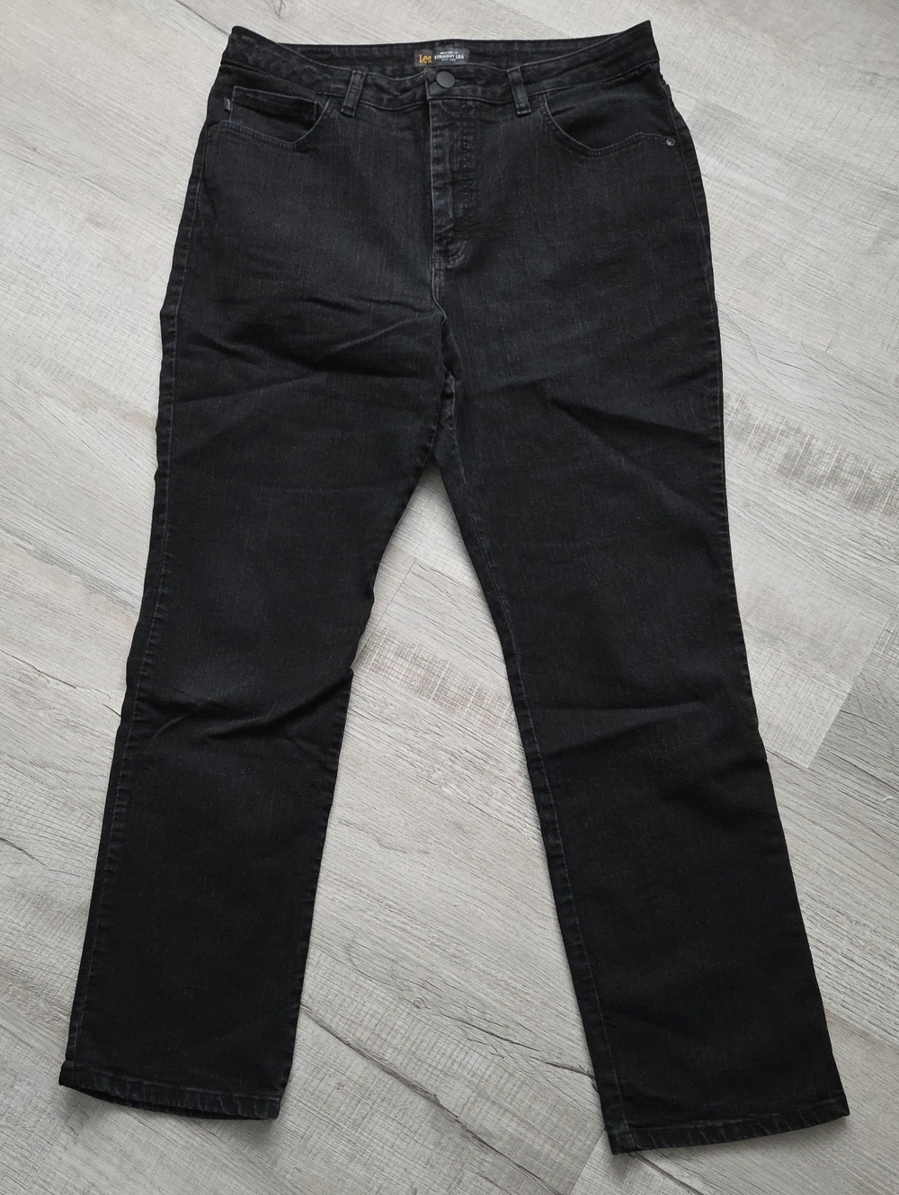 Lee Black Relaxed Fit Straight Legged Denim Jeans 14 Medium